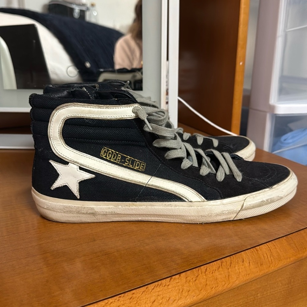 Blue golden goose sneakers